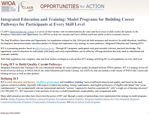 Image of the the homepage of the Integrated Education and Training Model Programs for Building Career Pathways for Participants at Every Skill Level.