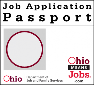 Image of Ohio Means Jobs Job Application Passport logo and circle.